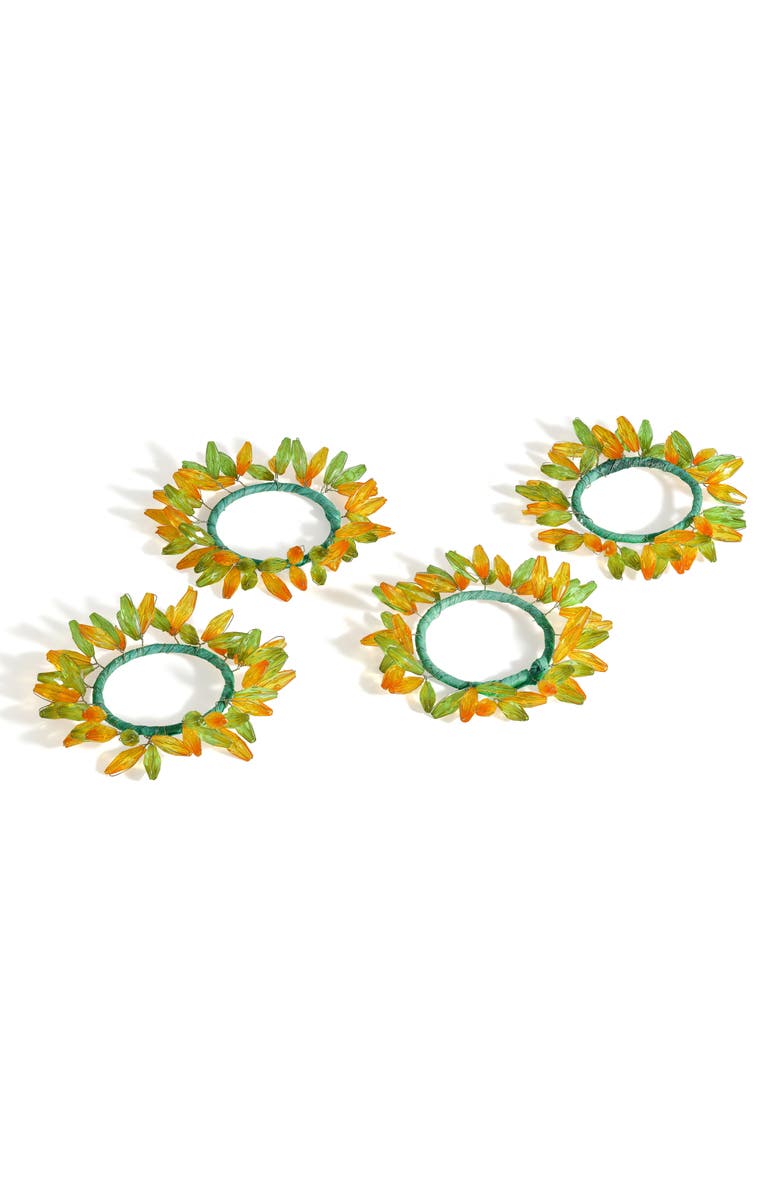 Tiramisu Citrus Elegance 4-Pack Napkin Rings, Main, color, Green/ Yellow