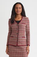 Misook Tailored Plaid Multi-Stitch Knit Jacket