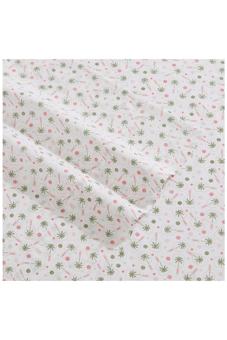 Pickleball Palm 200 Thread Count Cotton Percale Sheet Set, Alternate, color, WHITE