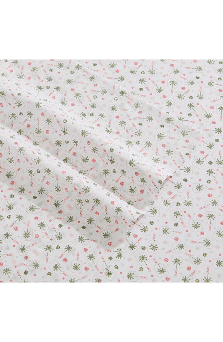 Tommy Bahama Pickleball Palm 200 Thread Count Cotton Percale Sheet Set, Alternate, color, White
