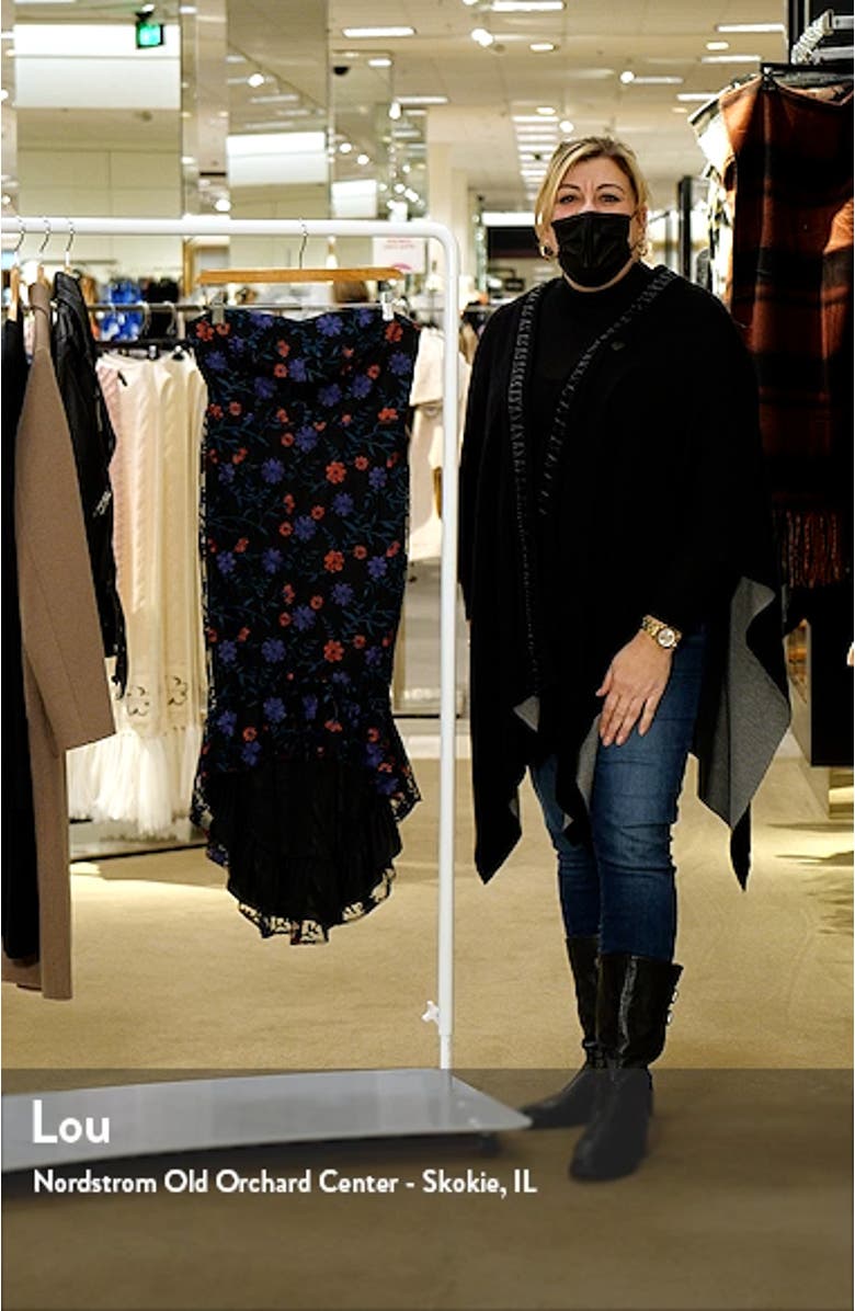 Floral Embroidered High-Low Strapless Dress, sales video thumbnail