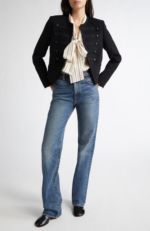 Nili Lotan Joni Cropped Button-embellished Satin-trimmed Wool-felt Jacket In Black