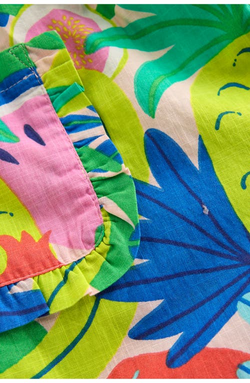 Mini Boden Kids' Nostalgic Frill Fruit Print Cotton Wide Leg Pants