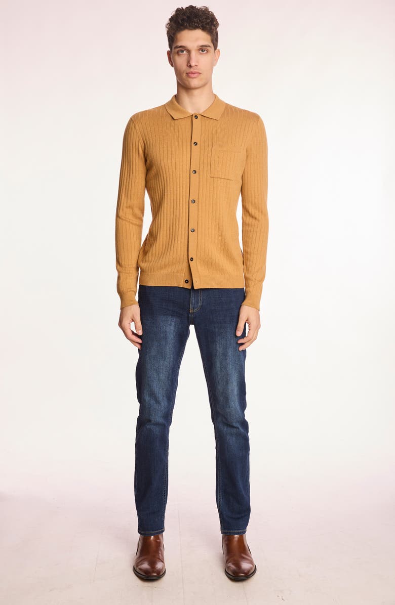 PAISLEY & GRAY Rib Button-Up Polo, Alternate, color, Peanut Butter