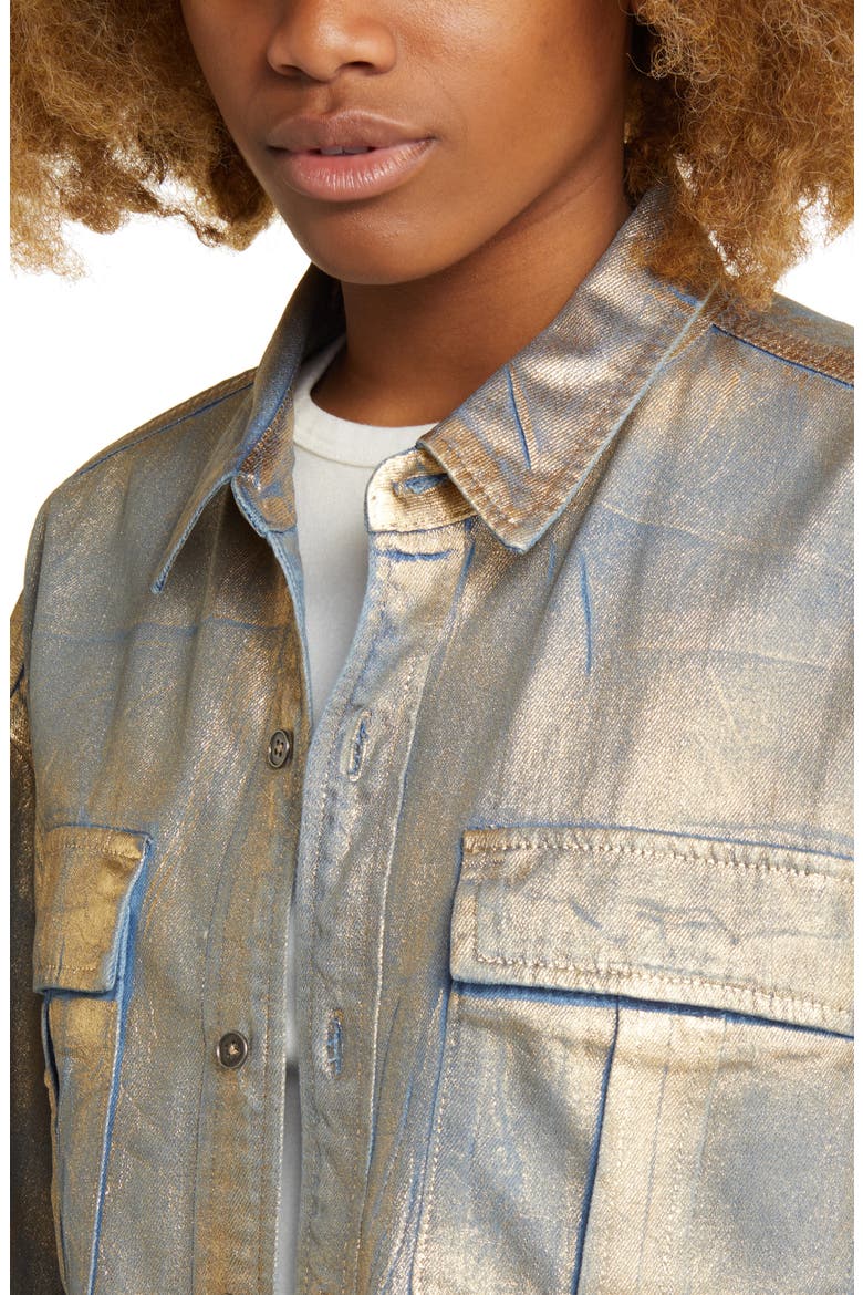 Aliya Metallic Crop Denim Jacket, Alternate, color, FIRE DANCER