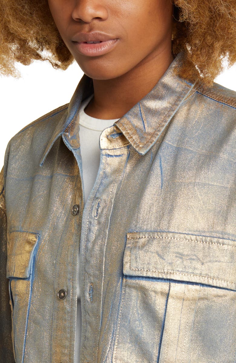 Circus NY by Sam Edelman Aliya Metallic Crop Denim Jacket, Alternate, color, 