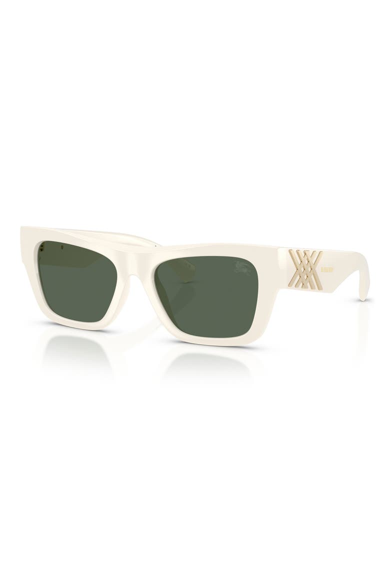53mm Rectangle Sunglasses, Alternate, color, WHITE / DARK GREEN