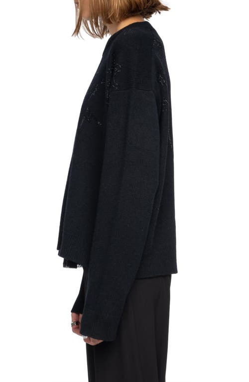 Zadig & Voltaire Markuz Crystal Embellished Cashmere Sweater In Black