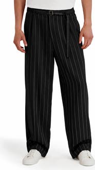 KARL LAGERFELD PARIS Relaxed Fit Stripe Belted Pants