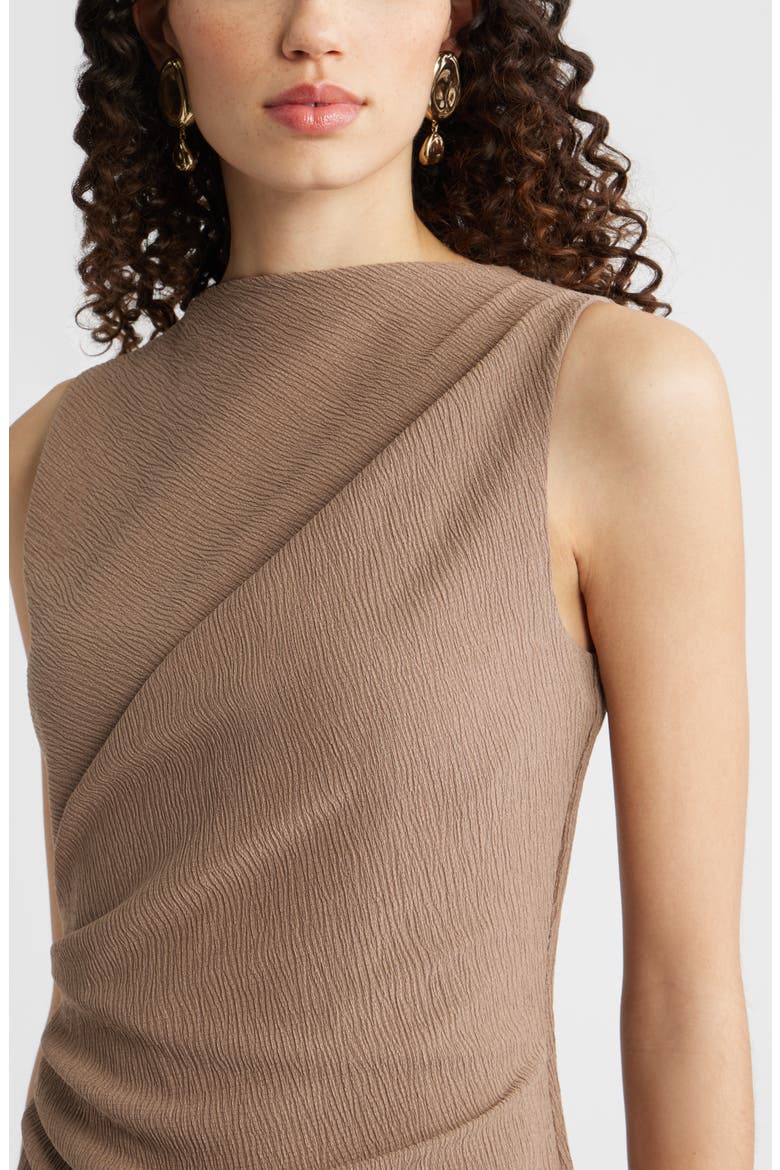 Ruched Midi Dress, Alternate, color, BROWN LENTIL