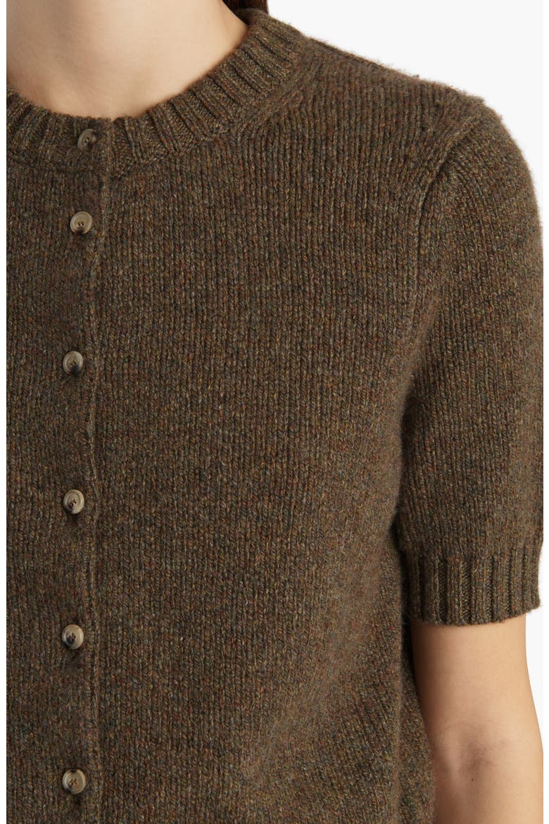 Nora Short Sleeve Stretch Cashmere Cardigan, Alternate, color, ARTICHOKE