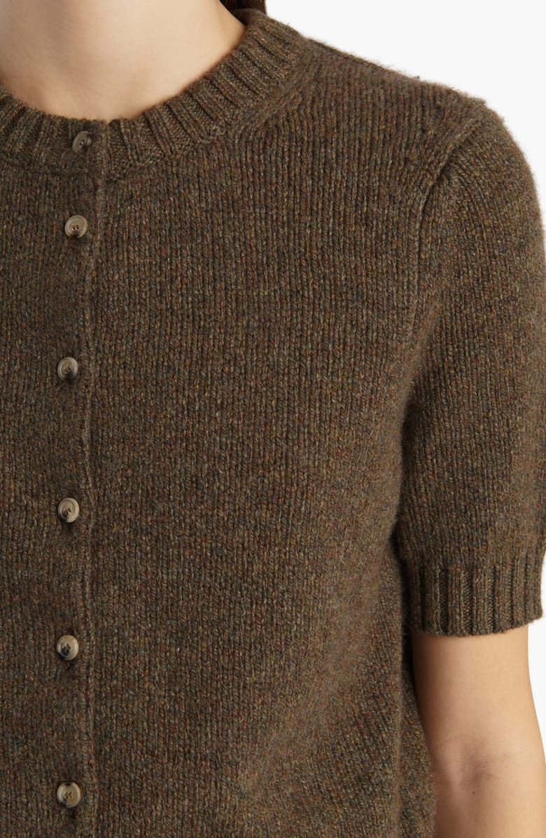 Khaite Nora Short Sleeve Stretch Cashmere Cardigan, Alternate, color, Artichoke