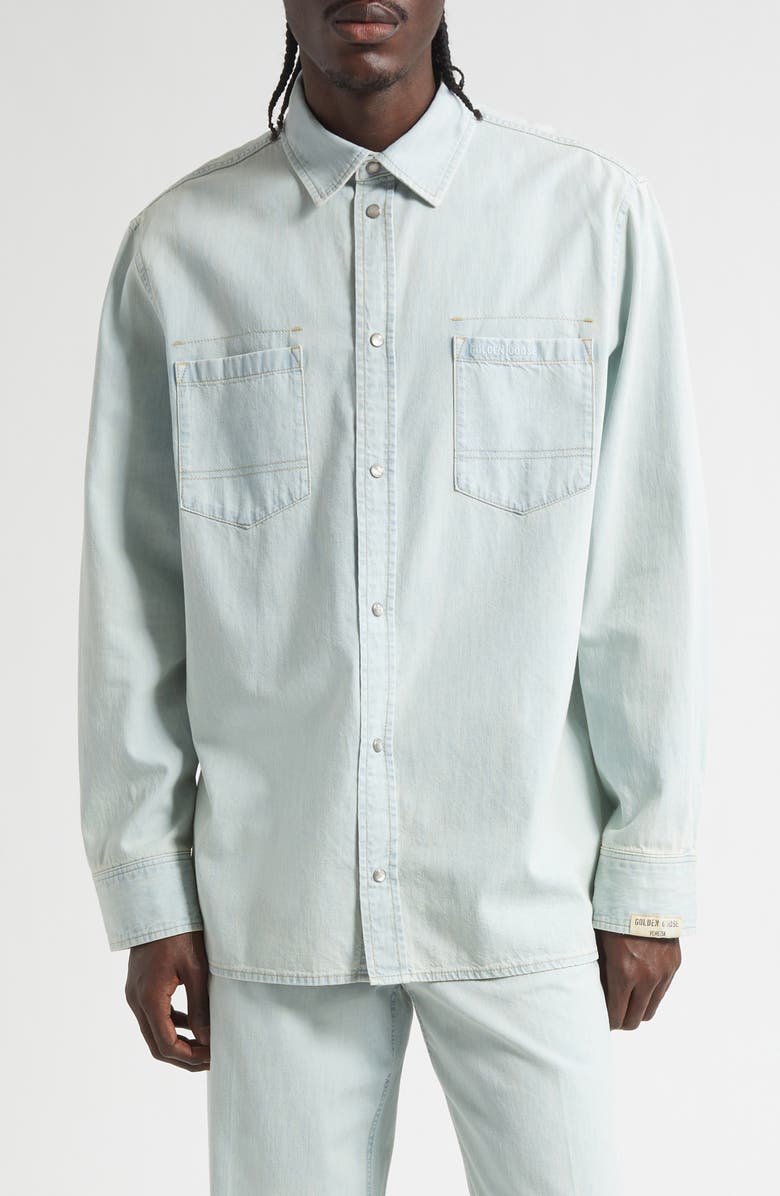 Golden Goose Journey Pedro Denim Overshirt, Main, color, Light Blue