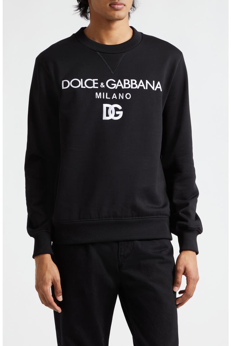Embroidered Logo Cotton French Terry Graphic Sweatshirt, Main, color, N0000 NERO