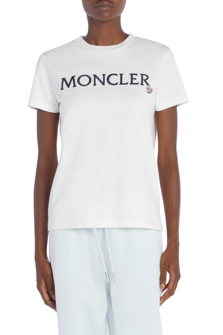 Embroidered Logo Cotton Crewneck T-Shirt, Main, color, WHITE