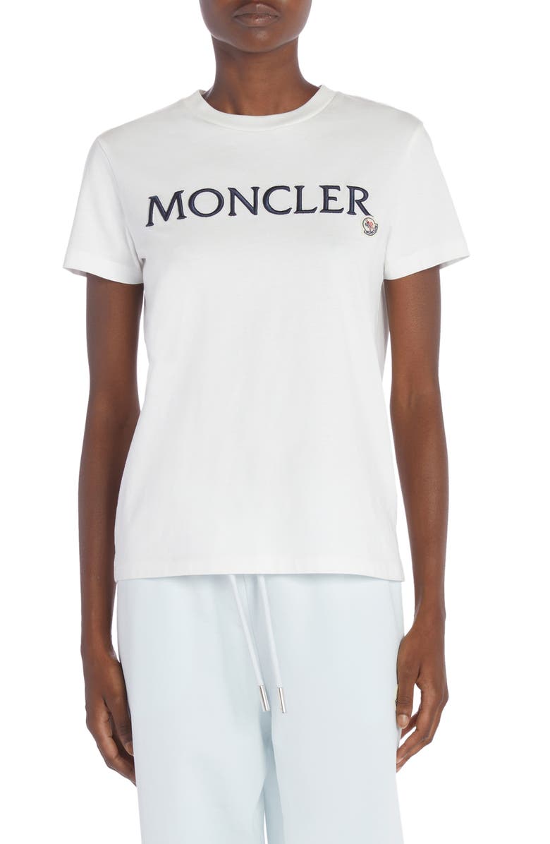 Moncler Embroidered Logo Cotton Crewneck T-Shirt, Main, color, 