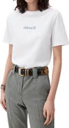 Versace Crystal Embellished Logo Cotton T-Shirt