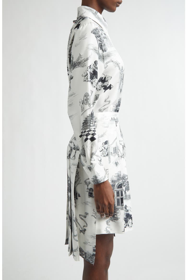 Hector Toile Silk Twill Button-Down Shirt, Alternate, color, BLACK/ WHITE