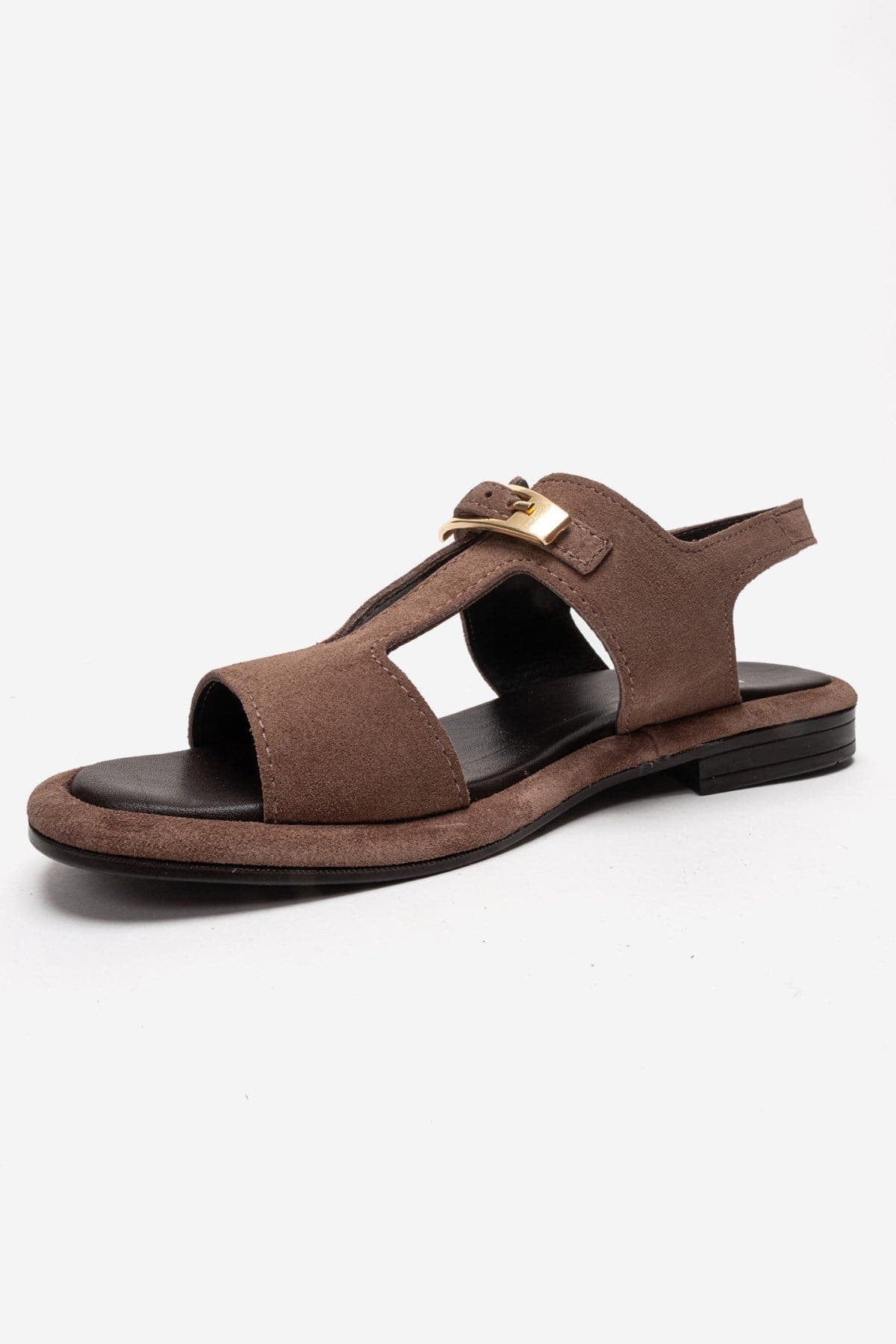 Auren Leather Buckle Sandal, Alternate, color, Mink Suede