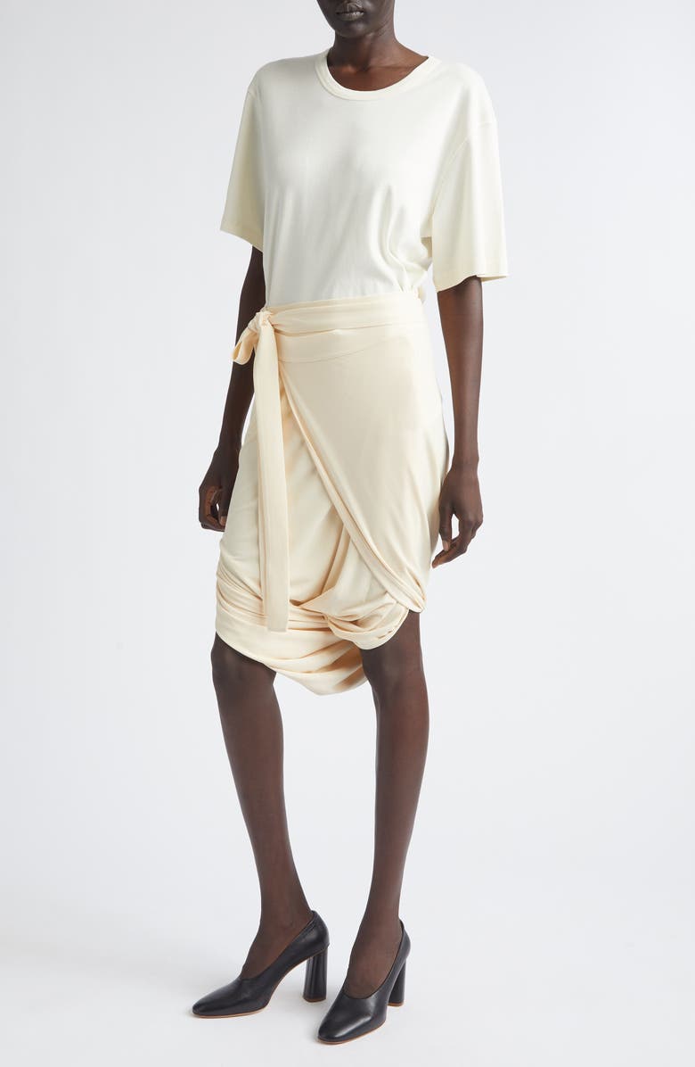 Lemaire Draped Crepe Jersey Wrap Skirt, Alternate, color, Cream