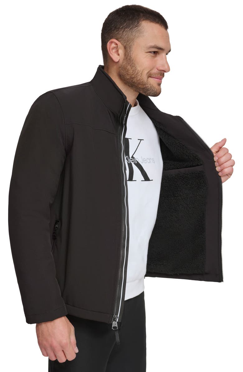 Calvin Klein Faux Shearling Lined Soft Shell Jacket, Alternate, color, Black