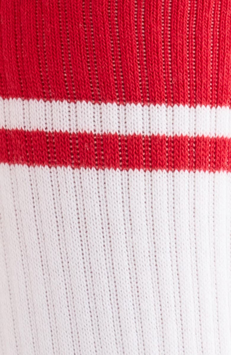 Sporty & Rich Stripe Rib Socks, Alternate, color, White/ Ruby