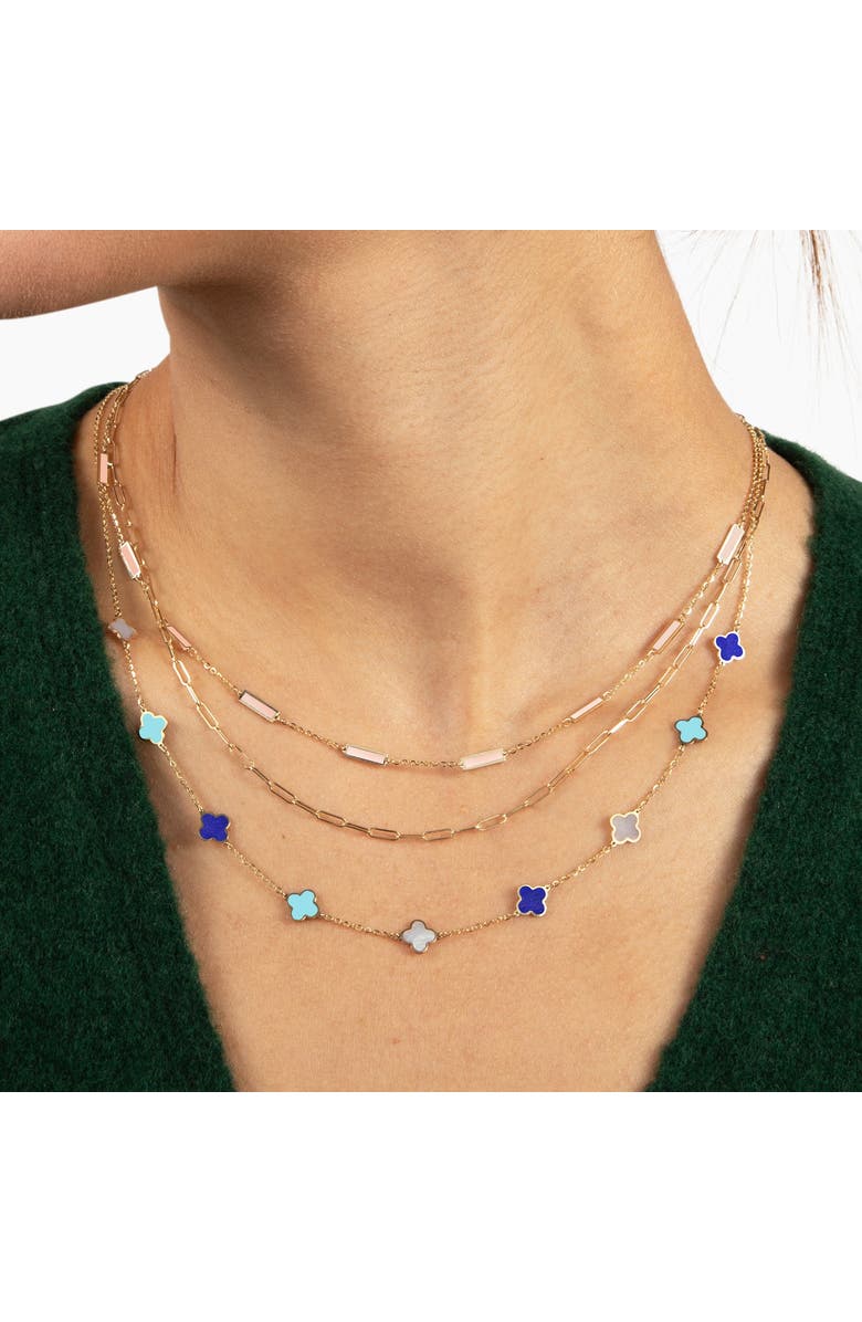 The Lovery Fine Jewelry Pink Pearl Bar Chain Necklace, Alternate, color, Pink Mixed