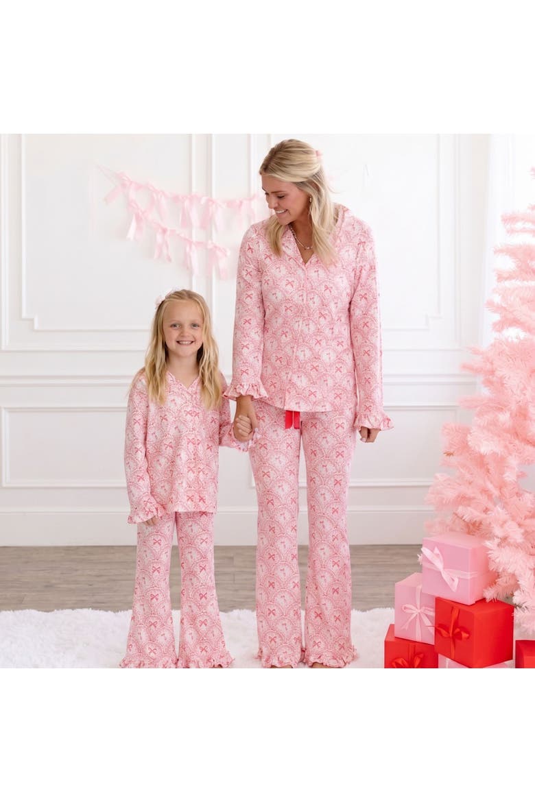 Candy Cane Scallop Christmas Women's Two-Piece Set, Alternate, color, White