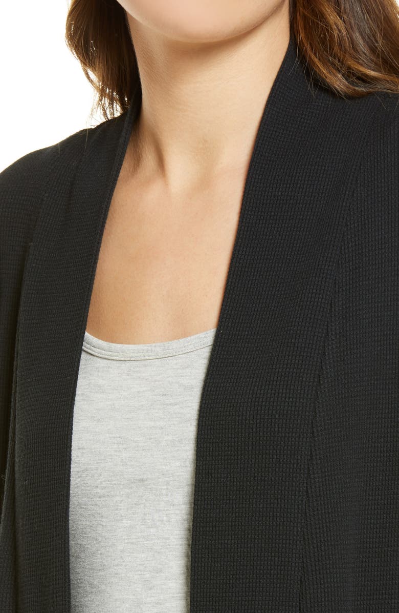 Splendid Waffle Open Cardigan, Alternate, color, Black