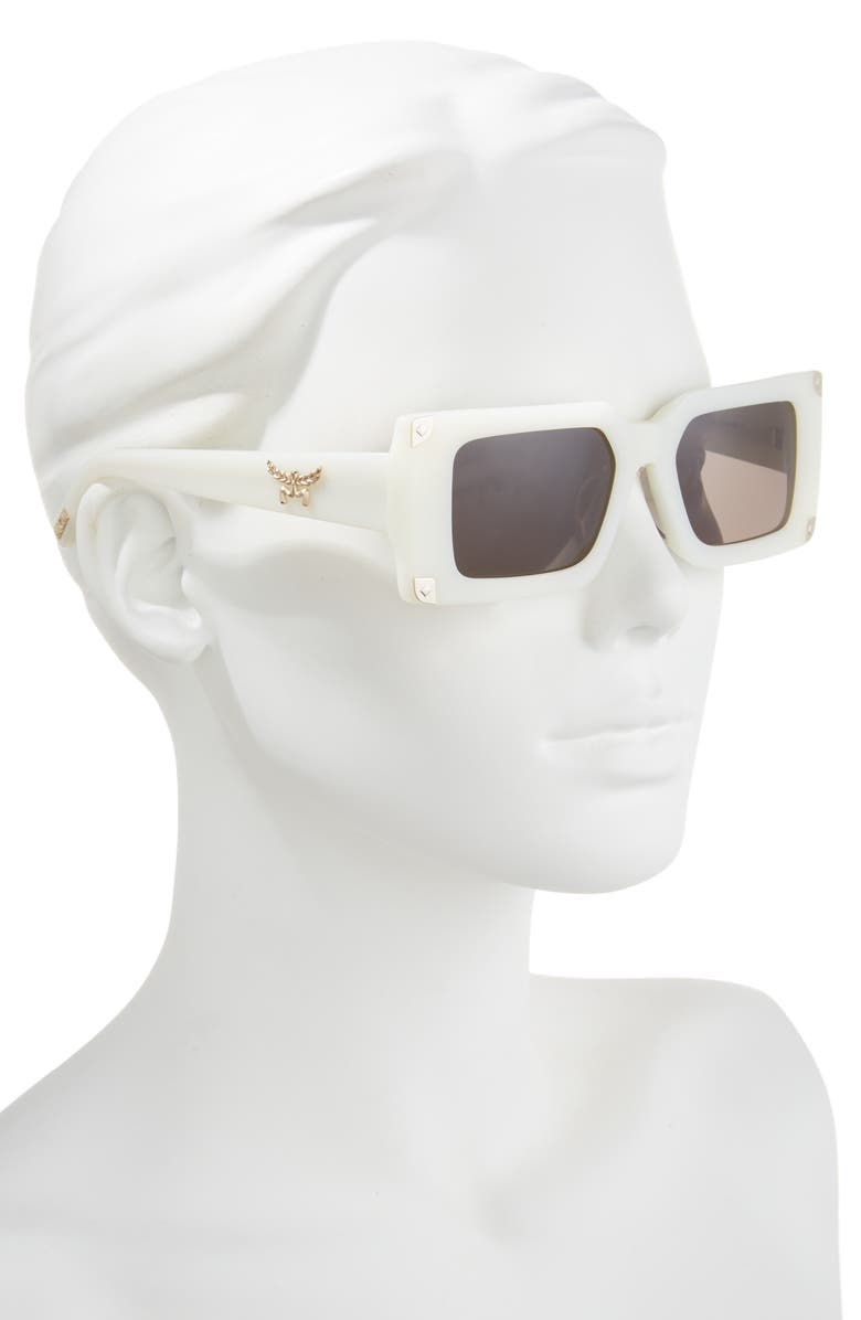 MCM 52mm Rectangular Sunglasses, Alternate, color, White / Smoke