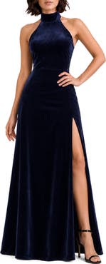 BY DESIGN Mock Neck Sleeveless Velvet Maxi Dress