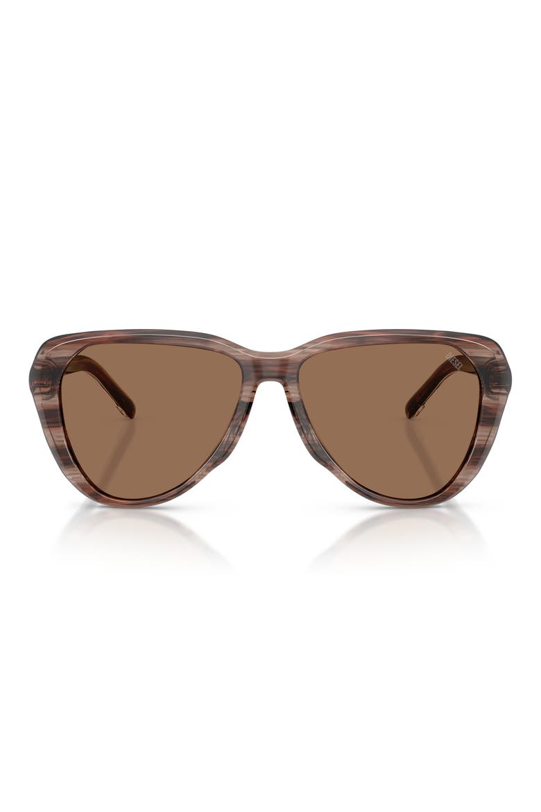 56mm Pilot Sunglasses, Main, color, STRIATED BROWN / DARK BROWN