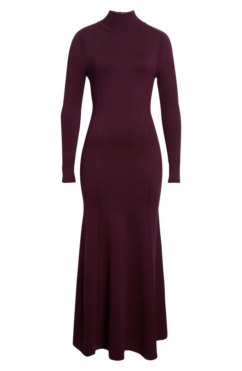 Carolina Herrera Long Sleeve Mock Neck Sweater Dress, Alternate, color, Eggplant