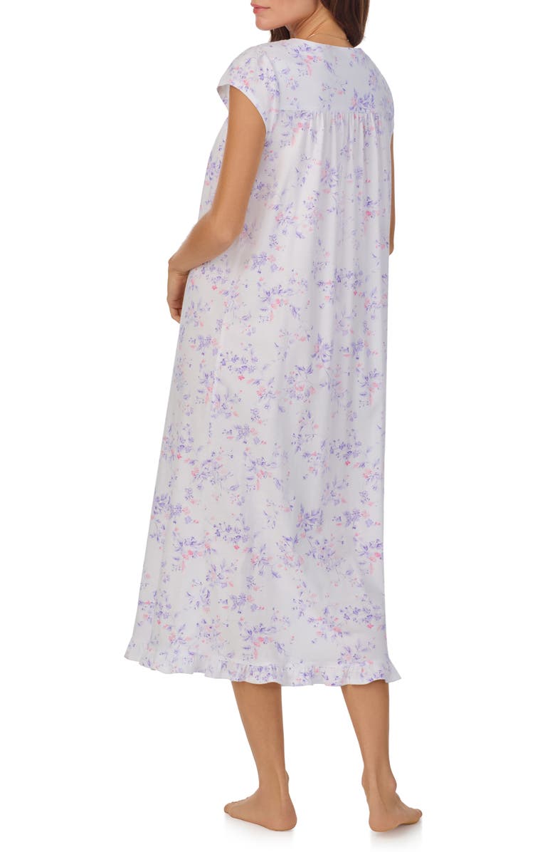 Eileen West Floral Cap Sleeve Long Cotton Jersey Nightgown, Alternate, color, 