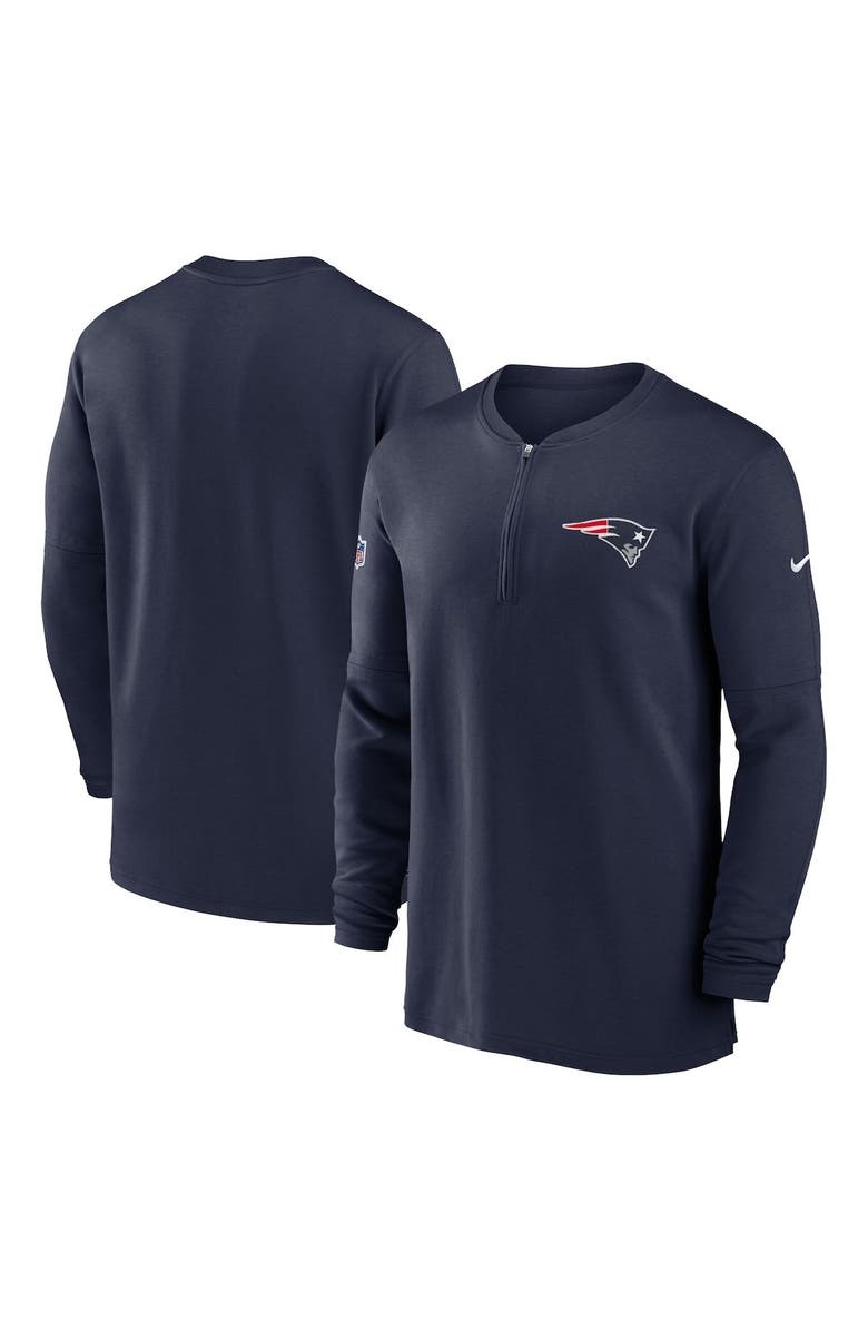 Nike Men's Nike Navy New England Patriots 2023 Sideline Performance Long Sleeve Tri-Blend Quarter-Zip Top, Alternate, color, Navy
