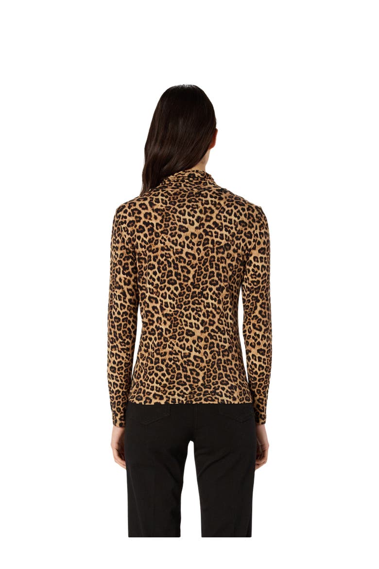 Helene Long Sleeve Printed Roll Neck Top, Alternate, color, Camel