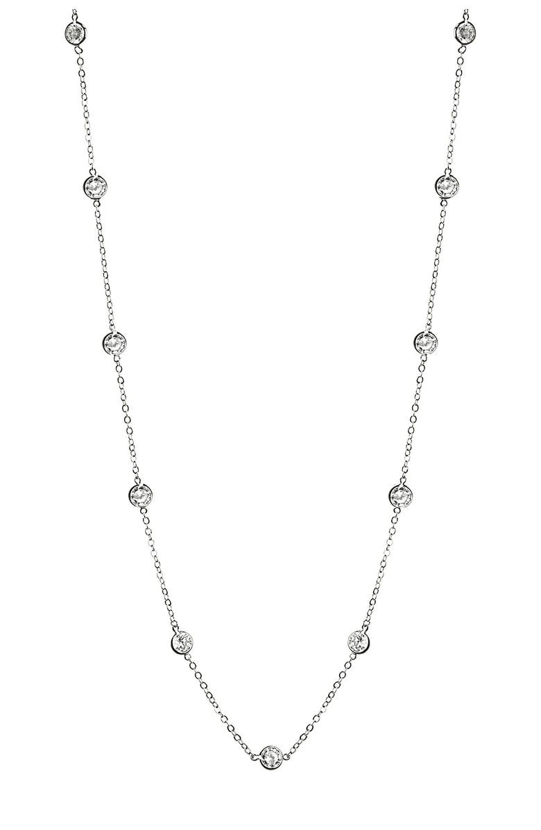 CZ by Kenneth Jay Lane Round CZ Station Chain Necklace, Main, color, 