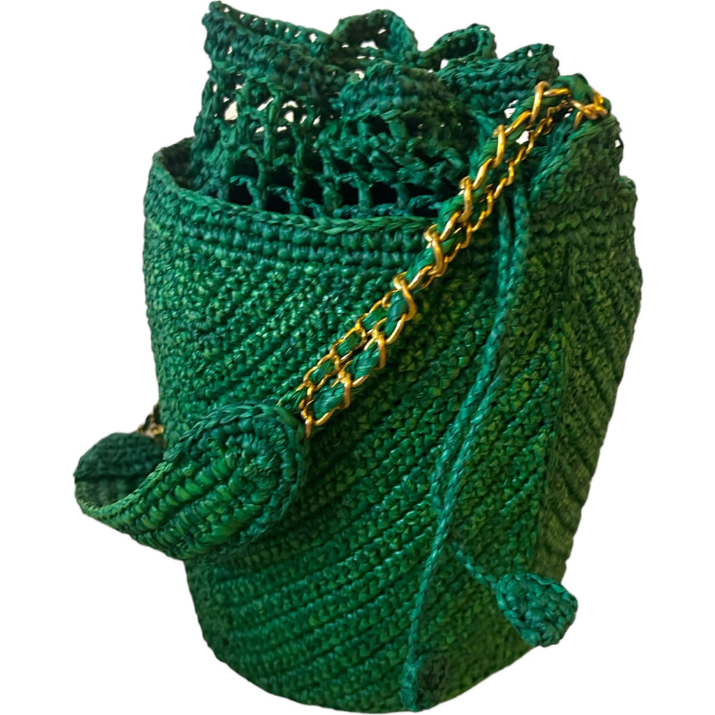 Zanatany Concepts Buckety Raffia Bag In Green