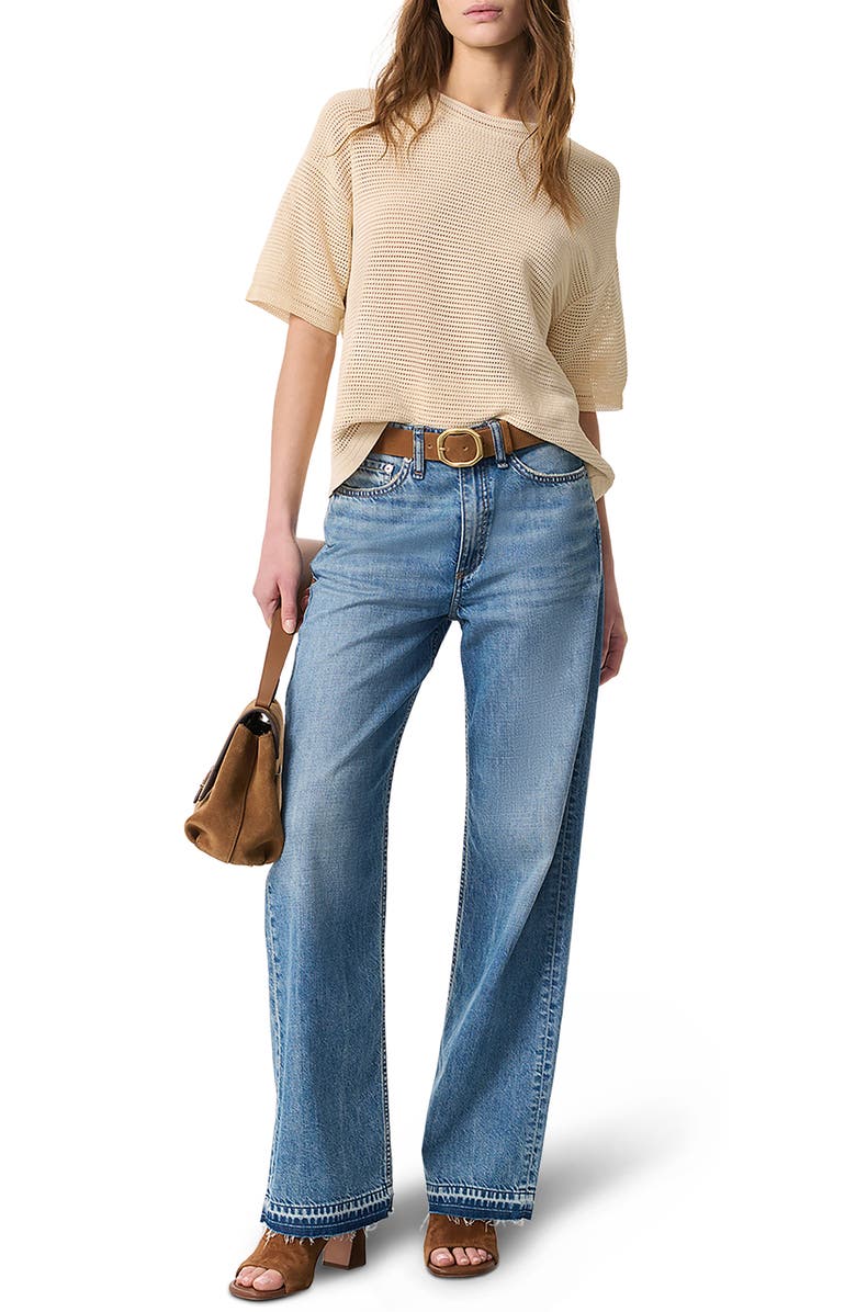 rag & bone Zoey Short Sleeve Open Stitch Cotton Blend Sweater, Alternate, color, 