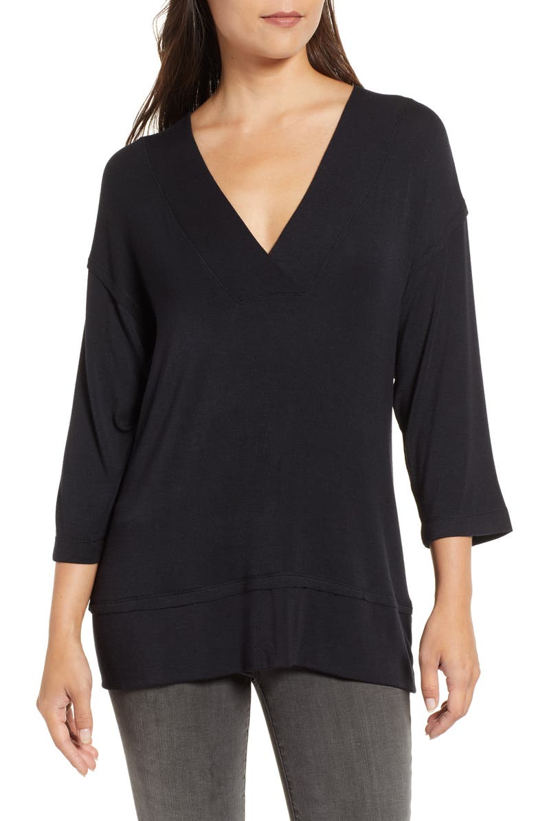 Bobeau Wide Seamed Tunic Tee, Main, color,