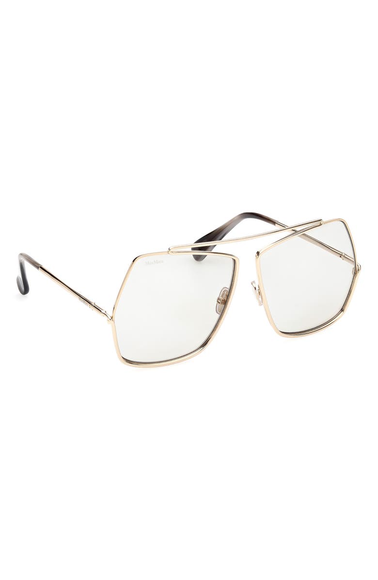 Max Mara 64mm Geometric Sunglasses, Alternate, color, Gold / Smoke