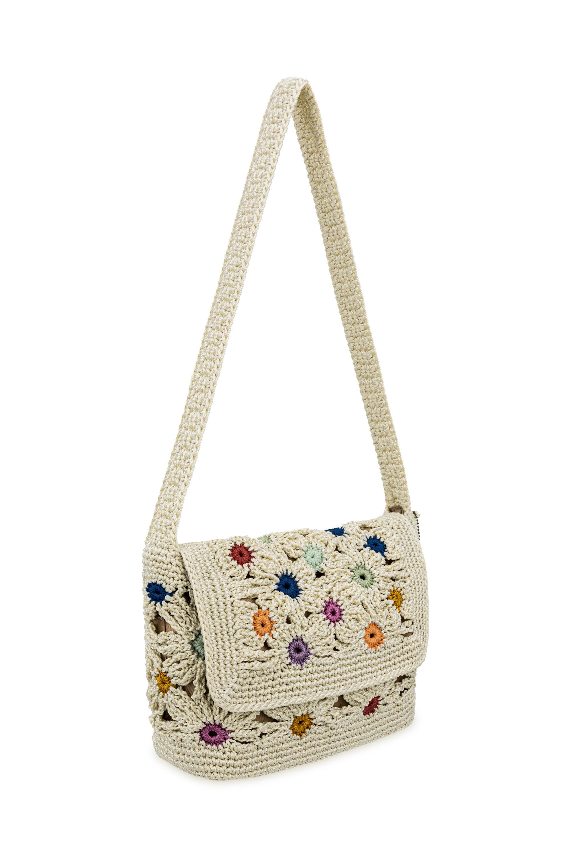 The Sak Marlow Crochet Flap Shoulder, Alternate, color, Natural Multi Flower