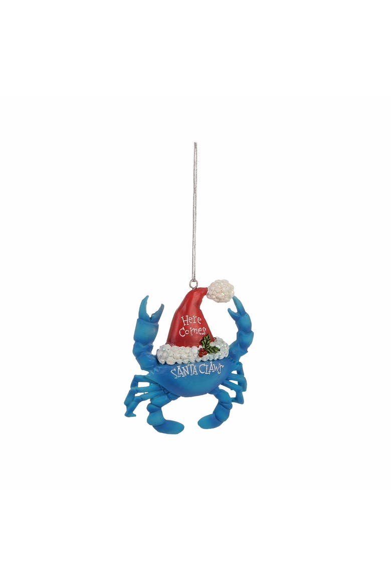 Resin Santa Claws Blue Crab Ornament, Main, color, Blue