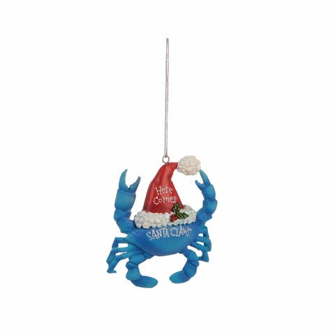 Resin Santa Claws Blue Crab Ornament