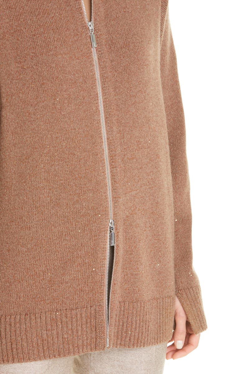 Lafayette 148 New York Sequin Zip Cashmere & Silk Cardigan, Alternate, color, 