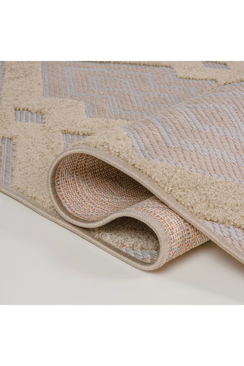 Duwun High-Low Pile Ogee Trellis Tone-on-Tone Indoor/Outdoor Area Rug, Alternate, color, Beige/Gray