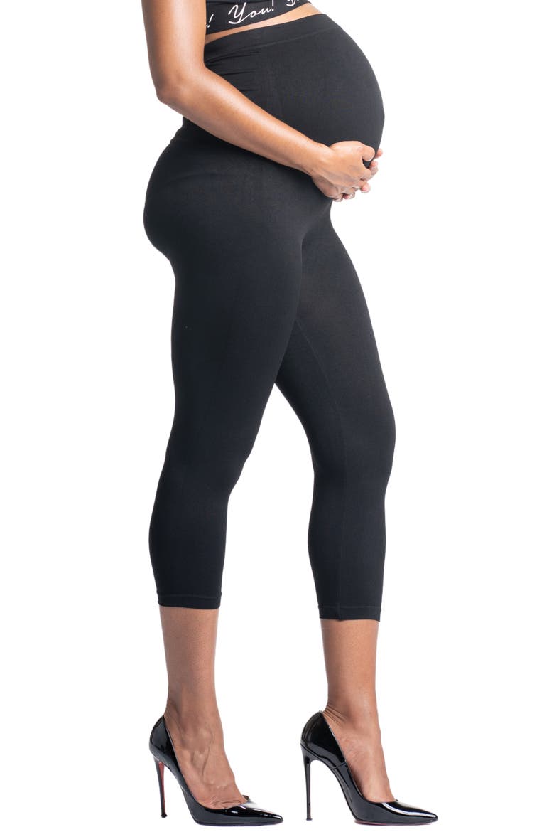 Mom's Night Out Maternity Crop Leggings, Alternate, color, BLACK