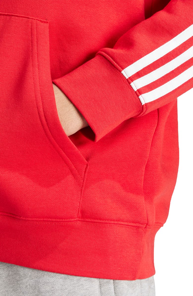 adidas Adicolor 3-Stripes Trefoil Logo Fleece Hoodie, Alternate, color, 