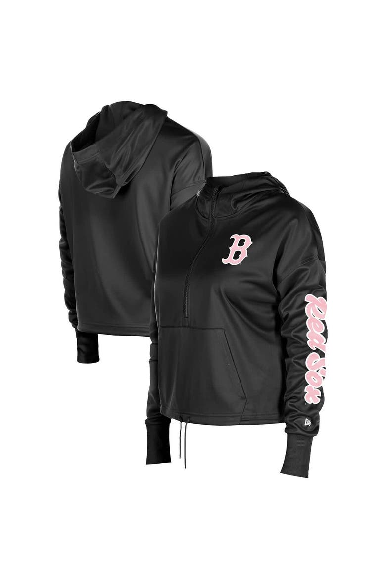 Women's New Era Black Boston Red Sox Half-Zip Hoodie, Main, color, Black