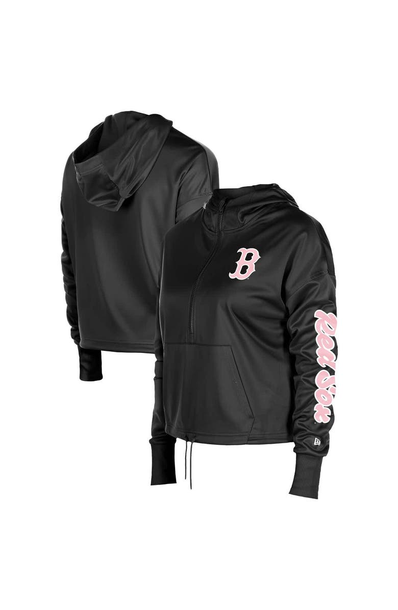 New Era Women's New Era Black Boston Red Sox Half-Zip Hoodie, Main, color, Black